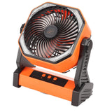 Darrahopens Appliances > Fans > Portable Fans Camping Fan with LED Lantern 4 Levels 270 Degree Pivot Large Air Volume USB Rechargeable Outdoor Tent Fan with Light Hook Orange In Australia - Darrahopens