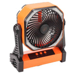 Darrahopens Appliances > Fans > Portable Fans Camping Fan with LED Lantern 4 Levels 270 Degree Pivot Large Air Volume USB Rechargeable Outdoor Tent Fan with Light Hook Orange In Australia - Darrahopens