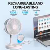 Darrahopens Appliances > Fans > Portable Fans Folding Telescopic 4.5W Portable Height/Tilt Adjustable Rechargeable Cordless Fan