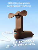 Darrahopens Appliances > Fans > Portable Fans Handheld Mini Fan (Brown), 3-in-1 USB Rechargeable Portable Fan with Power Bank & Flashlight, Pocket Design for Travel & Summer