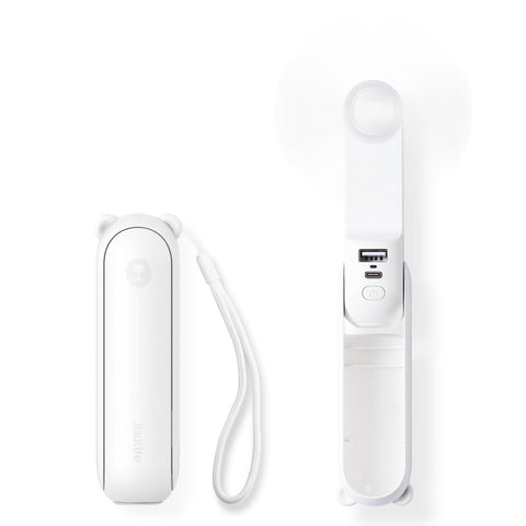 Darrahopens Appliances > Fans > Portable Fans Handheld Mini Fan (White), 3-in-1 USB Rechargeable Portable Fan with Power Bank & Flashlight, Pocket Design for Travel & Summer