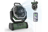 Darrahopens Appliances > Fans > Portable Fans Portable Camping Fan with Light Large Capacity Outdoor Rechargeable Tent Fan - Army Green