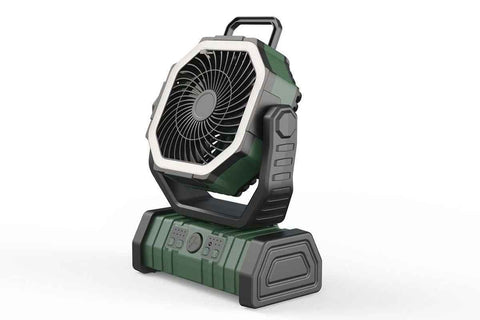 Darrahopens Appliances > Fans > Portable Fans Portable Camping Fan with Light Large Capacity Outdoor Rechargeable Tent Fan - Army Green