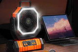 Darrahopens Appliances > Fans > Portable Fans Portable Camping Fan with Light Large Capacity Outdoor Rechargeable Tent Fan - Orange