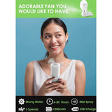 Darrahopens Appliances > Fans > Portable Fans Portable Misting Fan, 3 In 1 Handheld Fan, 3 Adjustable Speeds, Foldable Personal Fan For Girls Women Traveling (White)