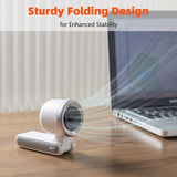 Darrahopens Appliances > Fans > Portable Fans Portable Turbo Handheld Fan with Digital Display – 5-Speed Rechargeable Mini Fan, 3600mAh Battery, Foldable & Neck Strap Design for Outdoor Travel and Daily Use(White)