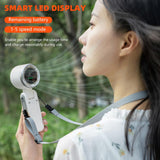 Darrahopens Appliances > Fans > Portable Fans Portable Turbo Handheld Fan with Digital Display – 5-Speed Rechargeable Mini Fan, 3600mAh Battery, Foldable & Neck Strap Design for Outdoor Travel and Daily Use(White)
