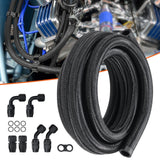 Darrahopens Appliances > Fans > Portable Fans VEVOR 10AN Fuel Line Kit, 3.05 m Fuel Hose Kit, 1.4 cm Nylon Stainless Steel Braided Fuel Line Oil/Gas/Diesel Hose End Fitting Kit, with 7 PCS Swivel Fitting Adapter Kit, Black