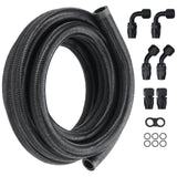 Darrahopens Appliances > Fans > Portable Fans VEVOR 10AN Fuel Line Kit, 3.05 m Fuel Hose Kit, 1.4 cm Nylon Stainless Steel Braided Fuel Line Oil/Gas/Diesel Hose End Fitting Kit, with 7 PCS Swivel Fitting Adapter Kit, Black