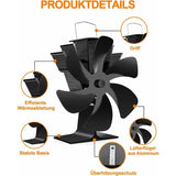 Darrahopens Appliances > Fans > Portable Fans Wood Stove Fan 6 Blades Heat Powered Fireplace Fan Quiet Fan With Overheat Protection For Wood Burning Stove Gas