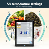 Darrahopens Appliances > Fridges & Freezers > Freezers Devanti 56L Bar Fridge Glass Door Mini Fridge Countertop Cooler Black