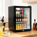 Darrahopens Appliances > Fridges & Freezers > Freezers Devanti 56L Bar Fridge Glass Door Mini Fridge Countertop Cooler Black