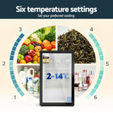 Darrahopens Appliances > Fridges & Freezers > Fridges Devanti 105L Bar Fridge Glass Door Mini Fridge Countertop Cooler Black