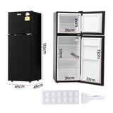 Darrahopens Appliances > Fridges & Freezers > Fridges Devanti 122L Two Door Bar Fridge Mini Fridge with Freezer Black