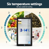 Darrahopens Appliances > Fridges & Freezers > Fridges Devanti 78L Bar Fridge Glass Door Mini Fridge Countertop Cooler Black