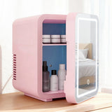 Darrahopens Appliances > Fridges & Freezers > Fridges Glacio Mini Fridge Skincare Beauty Cooler Warmer LED Mirror 12V 220V Pink 4L