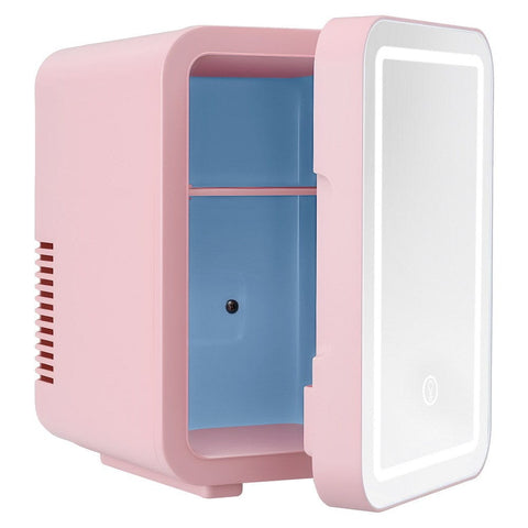Darrahopens Appliances > Fridges & Freezers > Fridges Glacio Mini Fridge Skincare Beauty Cooler Warmer LED Mirror 12V 220V Pink 4L