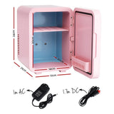 Darrahopens Appliances > Fridges & Freezers > Fridges Glacio Mini Fridge Skincare Beauty Cooler Warmer LED Mirror 12V 220V Pink 4L