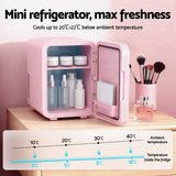 Darrahopens Appliances > Fridges & Freezers > Fridges Glacio Mini Fridge Skincare Beauty Cooler Warmer LED Mirror 12V 220V Pink 4L
