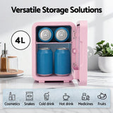 Darrahopens Appliances > Fridges & Freezers > Fridges Glacio Mini Fridge Skincare Beauty Cooler Warmer LED Mirror 12V 220V Pink 4L