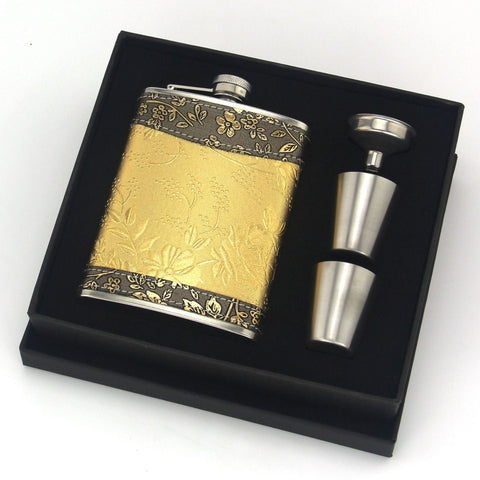 Darrahopens Appliances > Fridges & Freezers > Wine Fridges 8oz Stainless Steel Hip Flask Gift Set with Elegant Floral Pattern and 2 Cups Plus Funnel for Outdoor Camping and Gifting