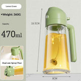 Darrahopens Appliances > Kitchen Appliances > Air Fryers 2 in 1 Glass Oil Sprayer & Dispenser, Premium Olive Oil Dispenser Bottle for Kitchen, Food-grade Oil Spray Bottle for Cooking, Air Fryer, Frying, BBQ (Green-470ml)