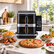 Darrahopens Appliances > Kitchen Appliances > Air Fryers Devanti 12L Air Fryer Dual Basket Stacked 10 Inch Pizza Maker 2800W Touch Black In Australia - Darrahopens