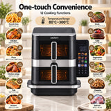 Darrahopens Appliances > Kitchen Appliances > Air Fryers Devanti 12L Air Fryer Dual Basket Stacked 10 Inch Pizza Maker 2800W Touch Black In Australia - Darrahopens
