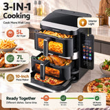 Darrahopens Appliances > Kitchen Appliances > Air Fryers Devanti 12L Air Fryer Dual Basket Stacked 10 Inch Pizza Maker 2800W Touch Black In Australia - Darrahopens