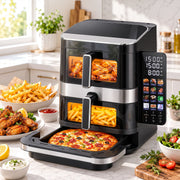 Darrahopens Appliances > Kitchen Appliances > Air Fryers Devanti 12L Air Fryer Dual Basket Stacked 10 Inch Pizza Maker 2800W Touch Black In Australia - Darrahopens