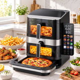 Darrahopens Appliances > Kitchen Appliances > Air Fryers Devanti 12L Air Fryer Dual Basket Stacked 10 Inch Pizza Maker 2800W Touch Black In Australia - Darrahopens