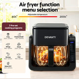 Darrahopens Appliances > Kitchen Appliances > Air Fryers Devanti 2-IN-1 Air Fryer 5.5L Dual Zone Fryers Electric Cooker with Top BBQ Grill & Bot