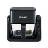 Darrahopens Appliances > Kitchen Appliances > Air Fryers Devanti 2-IN-1 Air Fryer 5.5L Dual Zone Fryers Electric Cooker with Top BBQ Grill & Bot