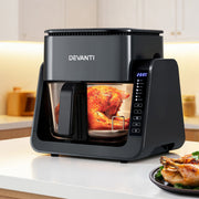 Darrahopens Appliances > Kitchen Appliances > Air Fryers Devanti 2-IN-1 Air Fryer 5.5L Dual Zone Fryers Electric Cooker with Top BBQ Grill & Bot