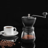 Darrahopens Appliances > Kitchen Appliances Coffee Bean Grinder - Manual Hand Stainless Ceramic Burr Core Glass Jar Nut Mill