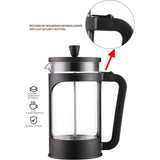 Darrahopens Appliances > Kitchen Appliances > Coffee Machines & Accessories 1 Liter/34 Oz French Press Coffee/Tea Maker Heat Resistant Borosilicate Glass, Stainless Steel Filter & Black Lid.