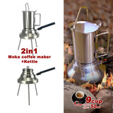 Darrahopens Appliances > Kitchen Appliances > Coffee Machines & Accessories 2 In 1 Camping Stainless Steel 9Cup Pot Moka Coffee Maker Italian Espresso Kettle 2024 NEW MODLE