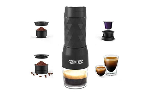 Darrahopens Appliances > Kitchen Appliances > Coffee Machines & Accessories 3 in 1 Portable Coffee Maker,Single Serve Manual Espresso Machine For Camping, Travel, Hiking, Fishing - Black