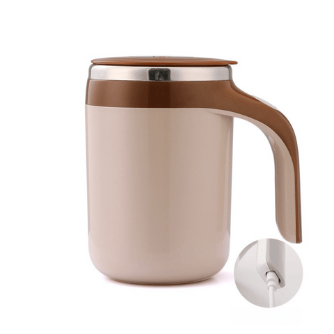 Darrahopens Appliances > Kitchen Appliances > Coffee Machines & Accessories 380ML Coffee-Brown Magnetic Self-Stirring Coffee Mug - USB Charging, Leak-Proof Stainless Steel Electric Mixer Cup for Coffee & Milk