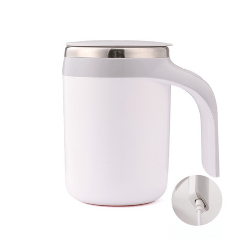 Darrahopens Appliances > Kitchen Appliances > Coffee Machines & Accessories 380ML White Magnetic Self-Stirring Coffee Mug - USB Charging, Leak-Proof Stainless Steel Electric Mixer Cup for Coffee & Milk