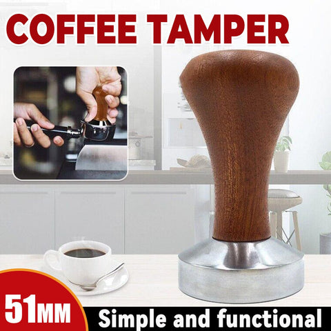Darrahopens Appliances > Kitchen Appliances > Coffee Machines & Accessories 51mm Coffee Tamper Aluminum Alloy Base Wooden Handle for Espresso Machine