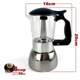 Darrahopens Appliances > Kitchen Appliances > Coffee Machines & Accessories Borosilicate Glass Stainless Steel Moka Pot Coffee Maker Italian Espresso 6Cups