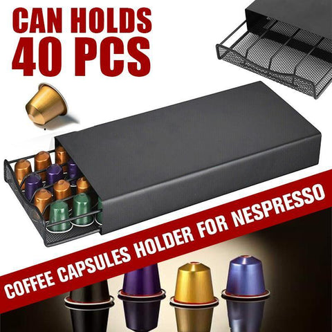 Darrahopens Appliances > Kitchen Appliances > Coffee Machines & Accessories Coffee Pod Holder Drawer for Nespresso - 40 Capsules Storage Rack Stand