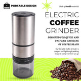 Darrahopens Appliances > Kitchen Appliances > Coffee Machines & Accessories Electric Coffee Grinder - Rechargeable USB Bean Mill, Portable Automatic Grinder