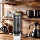 Darrahopens Appliances > Kitchen Appliances > Coffee Machines & Accessories (grey )Upgraded Portable Coffee Maker with Temperature and Power Display, USB-C Charging, Self-Heating & Cold Brew Functions, Compatible with Coffee Capsules/Ground Coffee. Perfect Espresso Machine for Home, Office, Travel, RV, and Camping. Ideal for Offi