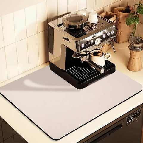 Darrahopens Appliances > Kitchen Appliances > Coffee Machines & Accessories Kitchen Counter Mat for Coffee Maker – Absorbent & Quick-Dry Bar Pad with Non-Slip Backing, Protective Surface for Espresso Machine, Dish Drying Mat (Beige,40*60cm)