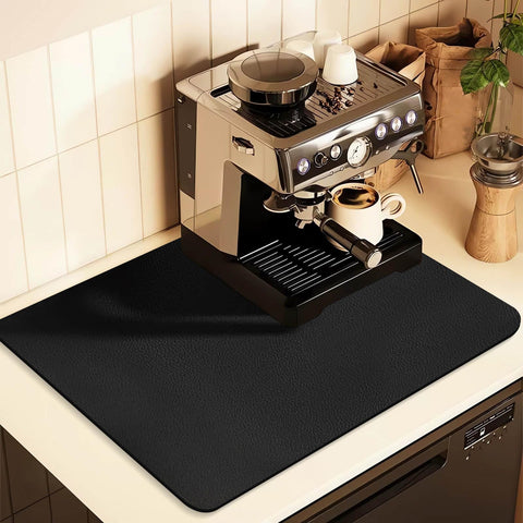 Darrahopens Appliances > Kitchen Appliances > Coffee Machines & Accessories Kitchen Counter Mat for Coffee Maker – Absorbent & Quick-Dry Bar Pad with Non-Slip Backing, Protective Surface for Espresso Machine, Dish Drying Mat (Black,50*80cm)