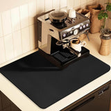 Darrahopens Appliances > Kitchen Appliances > Coffee Machines & Accessories Kitchen Counter Mat for Coffee Maker – Absorbent & Quick-Dry Bar Pad with Non-Slip Backing, Protective Surface for Espresso Machine, Dish Drying Mat (Black,60*90cm)