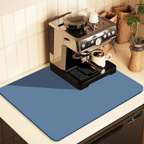 Darrahopens Appliances > Kitchen Appliances > Coffee Machines & Accessories Kitchen Counter Mat for Coffee Maker – Absorbent & Quick-Dry Bar Pad with Non-Slip Backing, Protective Surface for Espresso Machine, Dish Drying Mat (Blue,30*40cm)