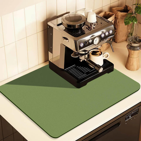 Darrahopens Appliances > Kitchen Appliances > Coffee Machines & Accessories Kitchen Counter Mat for Coffee Maker – Absorbent & Quick-Dry Bar Pad with Non-Slip Backing, Protective Surface for Espresso Machine, Dish Drying Mat (Green,60*90cm)